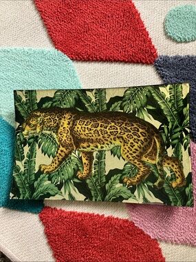 Green and Gold Jungle cheetah catch all platter Décor plate dish